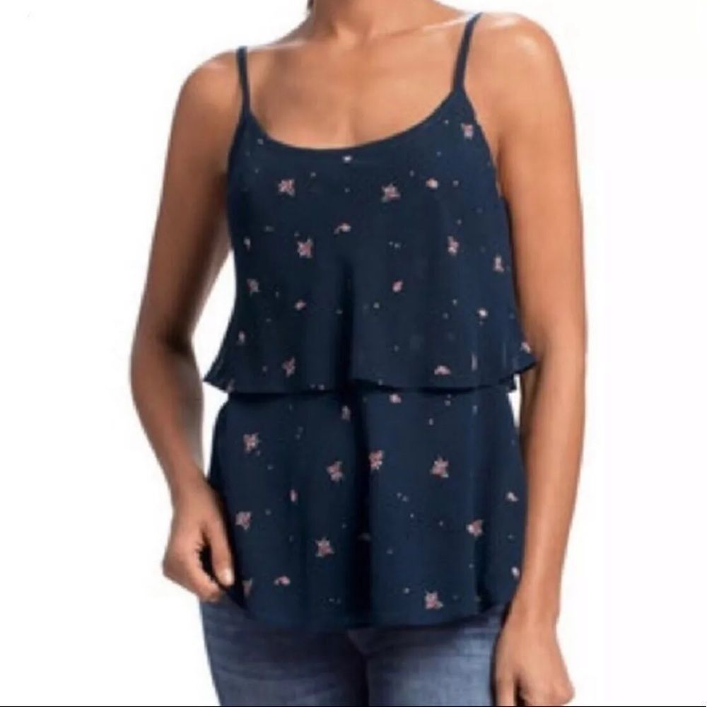 CAbi Chiffon Navy Blue Camisole Tank Top Size S